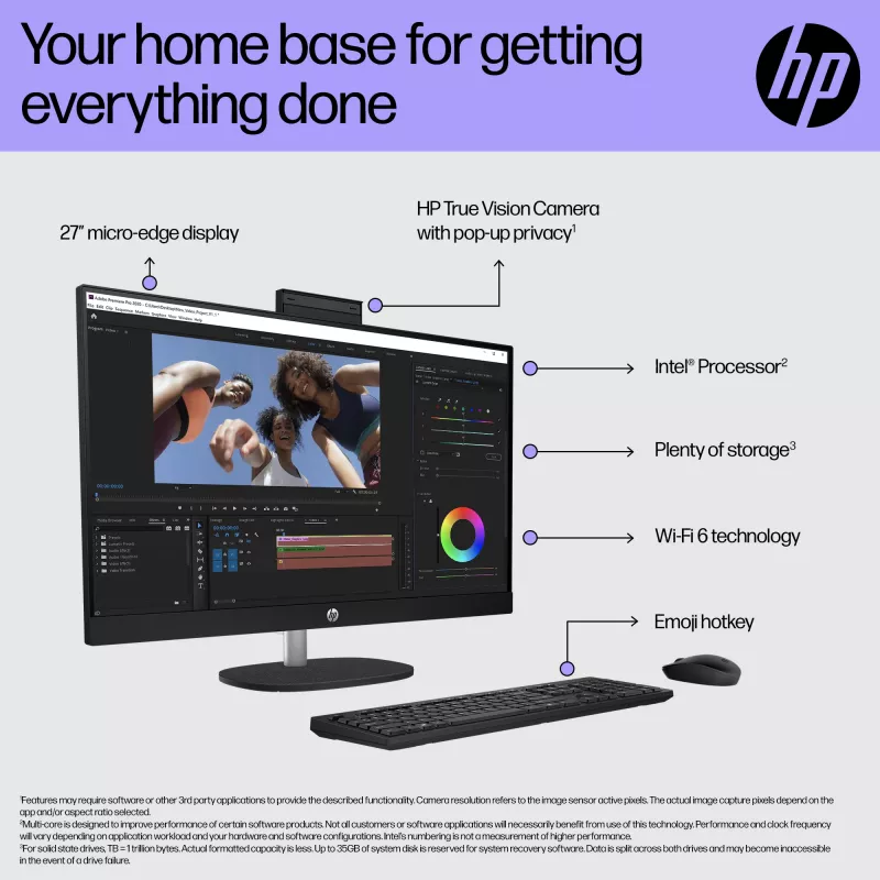 HP All-in-One 27-cr0048na Intel® Core™ i7 i7-1355U 68.6 cm (27 inch) 1920 x 1080 pixels All-in-One PC 8 GB DDR4-SDRAM 1 TB SSD Windows 11 Home Wi-Fi 6 (802.11ax) White