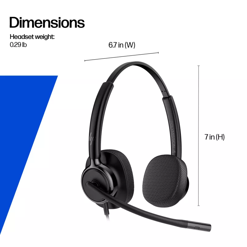 Wired Stereo Headset HP POLY Mission 425 Classic, USB connection, 126 g