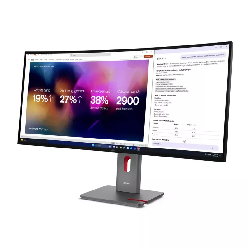 Monitor Lenovo ThinkVision P40WD-40 39.7 inch WUHD 5120x2160 LCD 21:9 6 ms USB hub Speakers Height-adjustable VESA