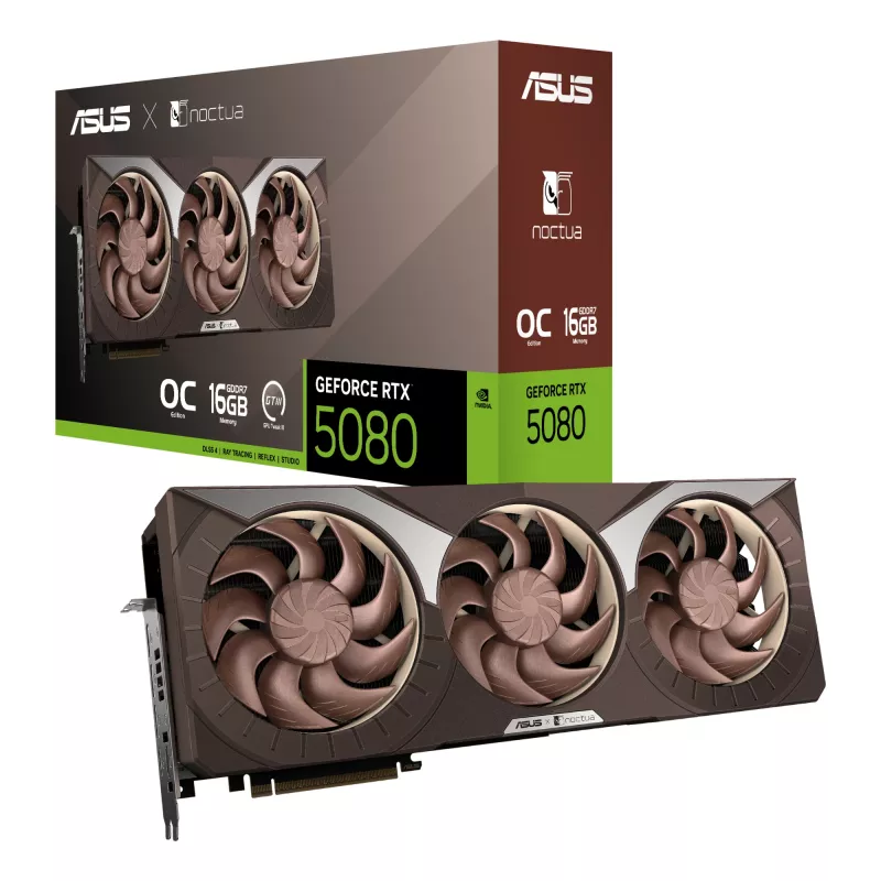 Graphics card ASUS GeForce RTX 5080 16 GB GDDR7, PCIe 5.0, 256-bit, 385×80×151 mm, 3 fans, 16-pin power