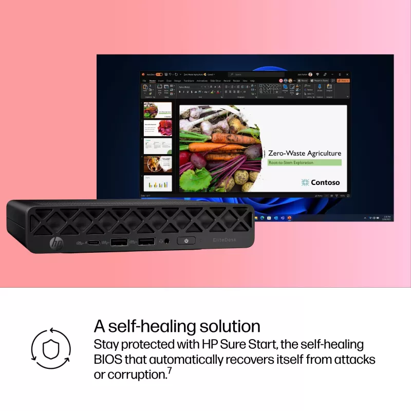 Mini PC HP EliteDesk 8 Mini G1i AI — Intel Core Ultra 7 265T, 16 GB DDR5, 1 TB SSD, Windows 11 Pro, Black