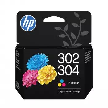 HP 302/304 Tri-color Original Ink Cartridge. Colour ink page yield: 100 pages, Printing colours: Cyan, Magenta, Yellow, Quantity per pack: 1 pc(s)