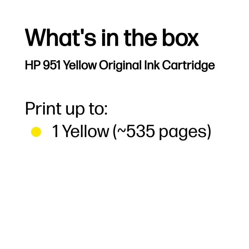 HP 951 Yellow Original Ink Cartridge, Yellow, 1 pc(s), 535 pages