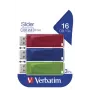 Verbatim Slider - USB Drive - 3x16 GB - Blue/Red/Green, 16 GB, USB Type-A, 2.0, Slide, 8 g, Blue, Green, Red