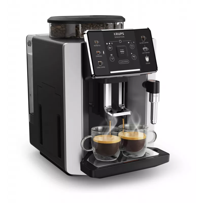 Espresso machine KRUPS Sensation EA910E — fully automatic, 1.7 L water tank, built-in grinder, 2 spouts, 1450 W
