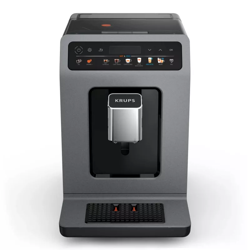 Espresso machine Krups Evidence Hot & Cold EA898GF0 — fully automatic, 2.5 L water tank, built-in grinder, 2 spouts