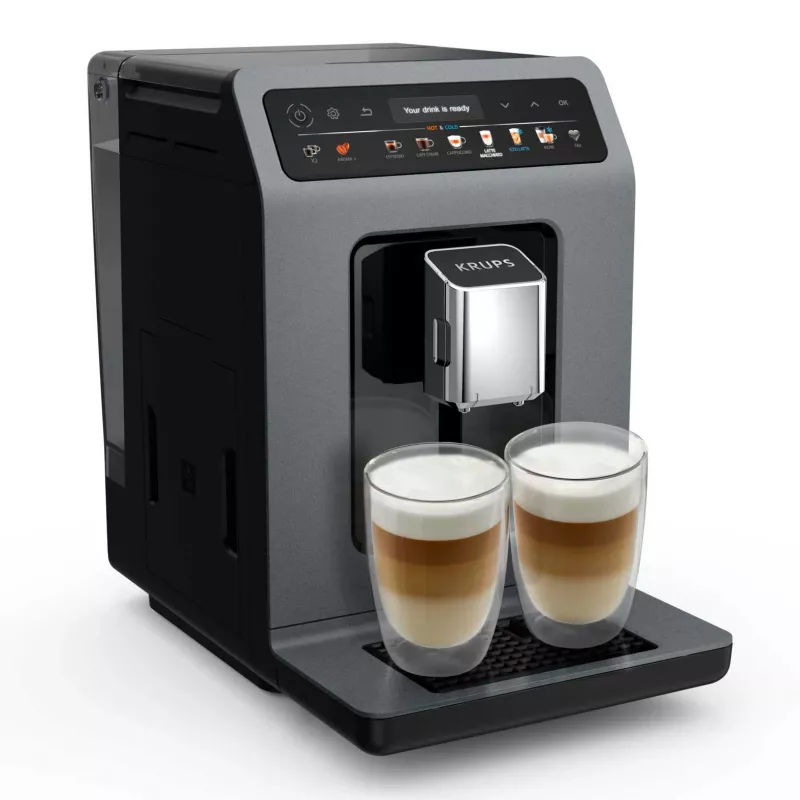Espresso machine Krups Evidence Hot & Cold EA898GF0 — fully automatic, 2.5 L water tank, built-in grinder, 2 spouts