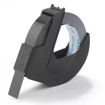 DYMO Authentic Embossing Label Tape | 9 mm x 3 m roll | White Print on Black | Self-Adhesive | for Embossing Label Makers | 1 Count