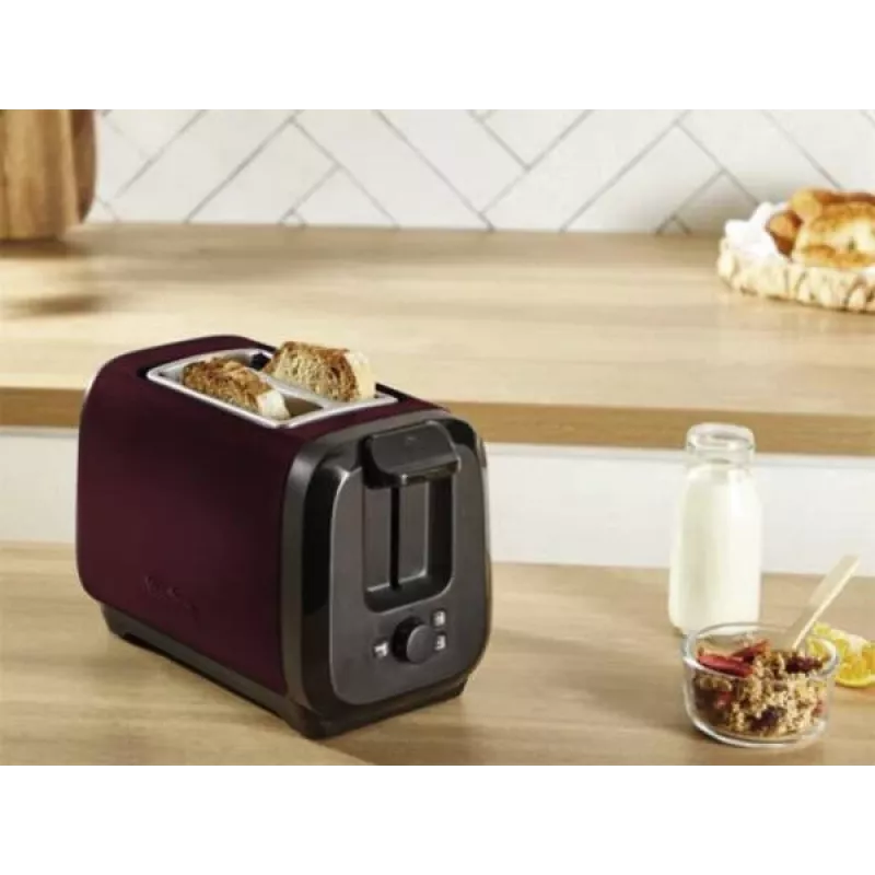 Toaster MOULINEX LT5S05E0 — 2-slice, 1300 W, stainless steel housing, black/red