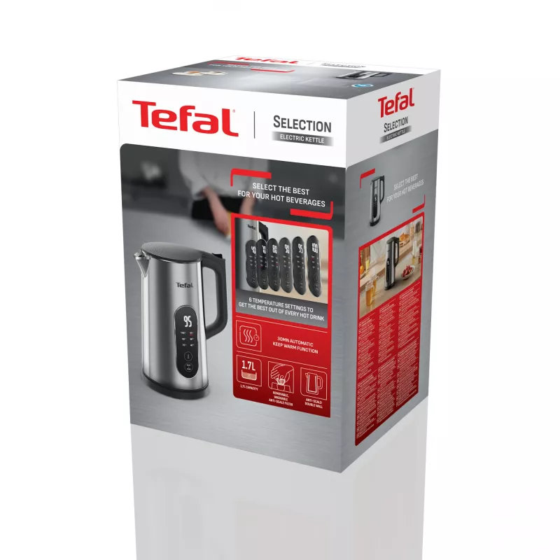 Tefal Selection KI871DE0 electric kettle 1.7 L 1500 W Black, Stainless steel