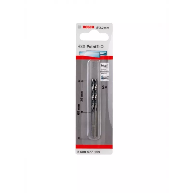 Bosch HSS Twist Drill Bits PointTeQ, Drill, Twist drill bit, Right hand rotation, 3.2 mm, Steel, Cast iron, 3.6 cm
