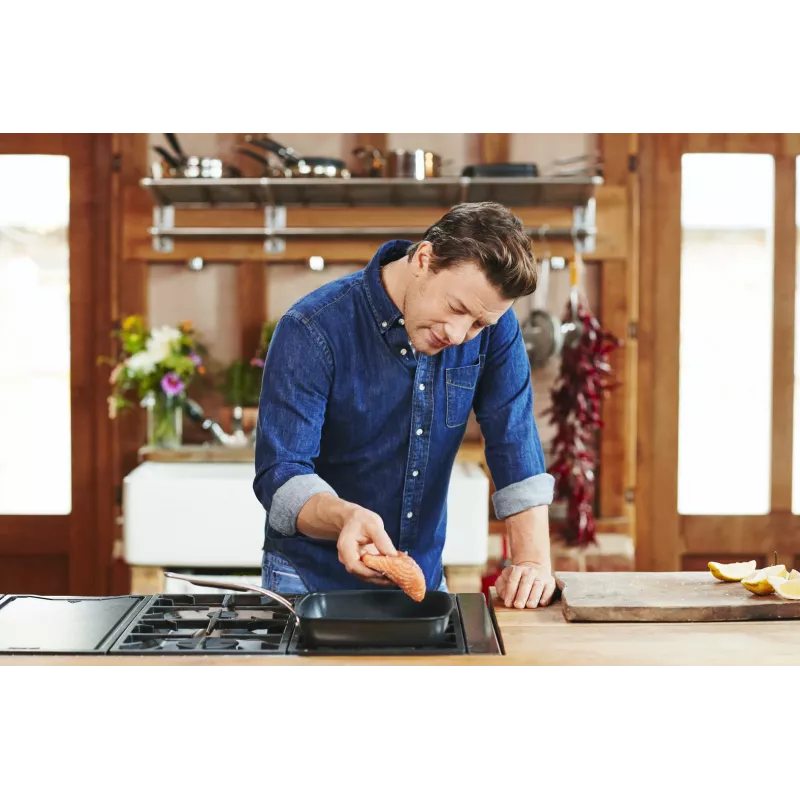 Tefal Jamie Oliver E24541 square 2.5 L black baking dish — bottom Ø 17.5 cm, size 290×458 mm