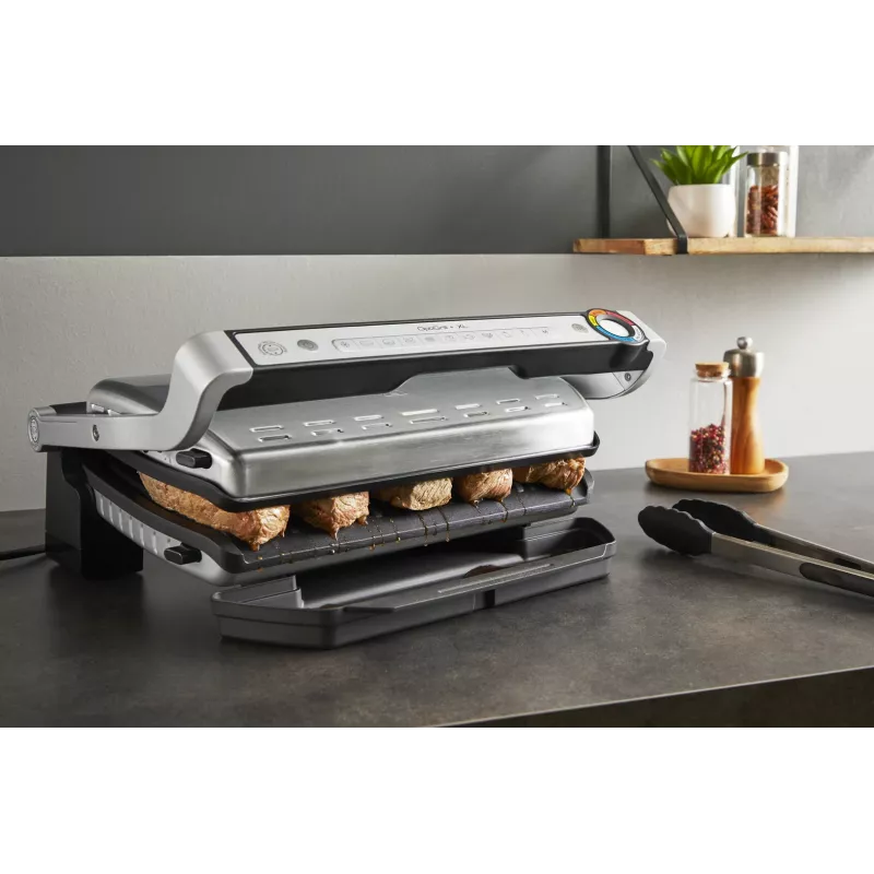 Contact grill Tefal Optigrill+ XL GC727D10 — 2000 W, rectangular metal housing, 445×365×175 mm