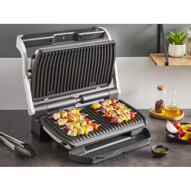 Contact grill Tefal Optigrill+ XL GC727D10 — 2000 W, rectangular metal housing, 445×365×175 mm