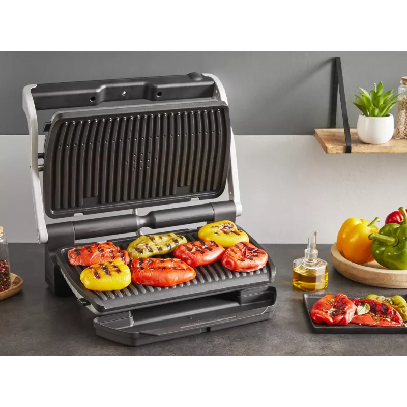 Contact grill Tefal Optigrill+ XL GC727D10 — 2000 W, rectangular metal housing, 445×365×175 mm