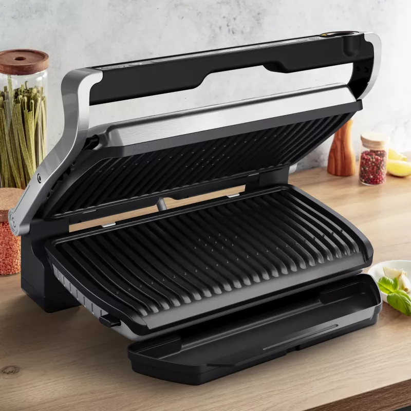 Contact grill Tefal Optigrill+ XL GC727D10 — 2000 W, rectangular metal housing, 445×365×175 mm