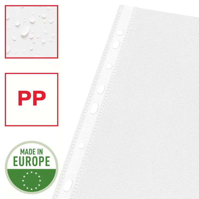 Esselte Plastic Pockets A4 – Economy –, 210 x 297 mm (A4), Transparent, Polypropylene (PP), Portrait, Top, 230 mm