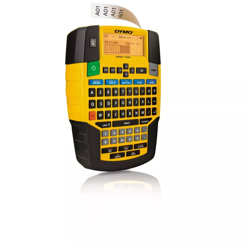 DYMO RHINO 4200 Industrial Label Maker | AZERTY Keyboard & Time-Saving Hot Keys | Durable Label Printer for Job Sites and Heavy-Duty Labelling Jobs