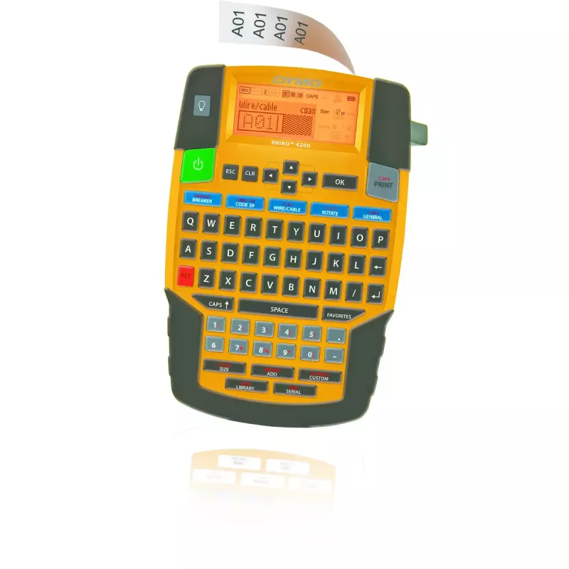DYMO RHINO 4200 Industrial Label Maker | AZERTY Keyboard & Time-Saving Hot Keys | Durable Label Printer for Job Sites and Heavy-Duty Labelling Jobs