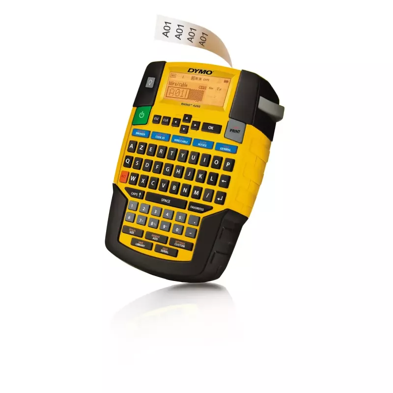 DYMO RHINO 4200 Industrial Label Maker | AZERTY Keyboard & Time-Saving Hot Keys | Durable Label Printer for Job Sites and Heavy-Duty Labelling Jobs