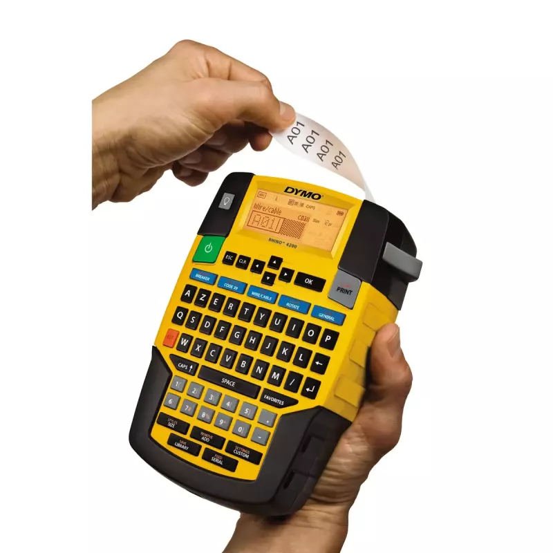 DYMO RHINO 4200 Industrial Label Maker | AZERTY Keyboard & Time-Saving Hot Keys | Durable Label Printer for Job Sites and Heavy-Duty Labelling Jobs