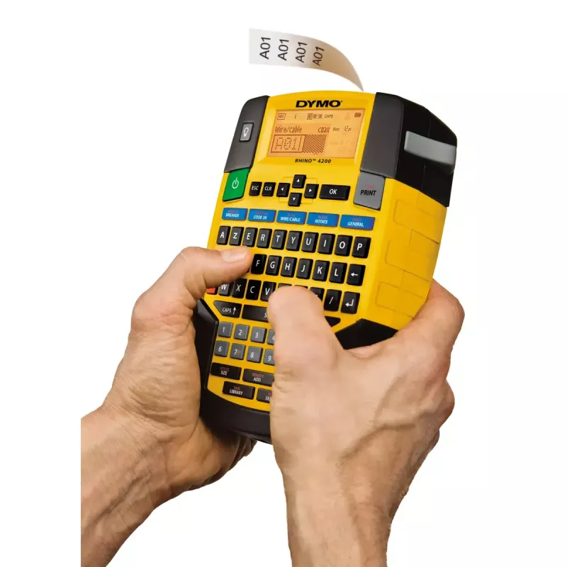 DYMO RHINO 4200 Industrial Label Maker | AZERTY Keyboard & Time-Saving Hot Keys | Durable Label Printer for Job Sites and Heavy-Duty Labelling Jobs