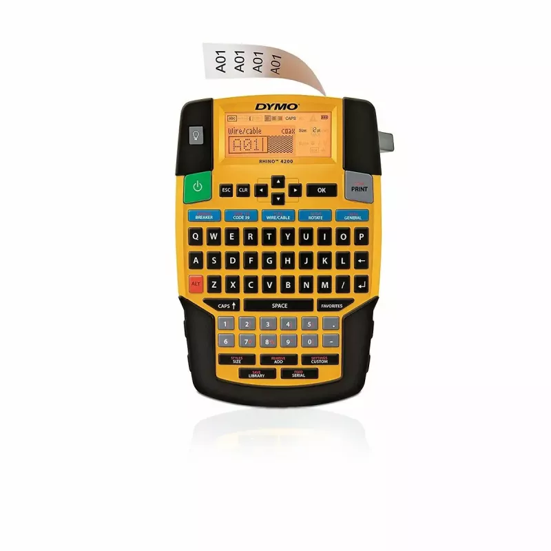 Label printer Dymo Rhino 4200 Wireless QWERTY — thermal transfer, LED display, Li‑Ion battery, wireless, 100 label formats