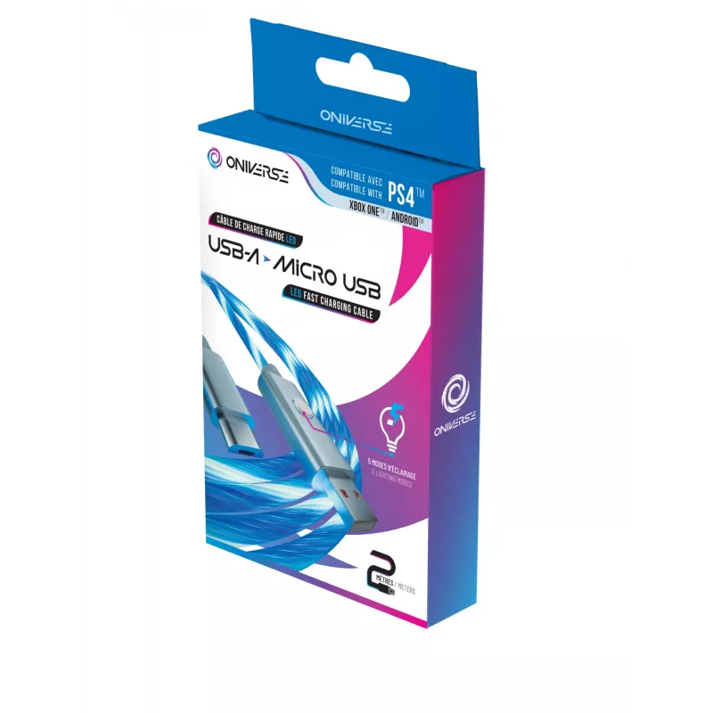 Oniverse Micro USB Charge Cable with LED - 2 meters - White (Multiplatform)