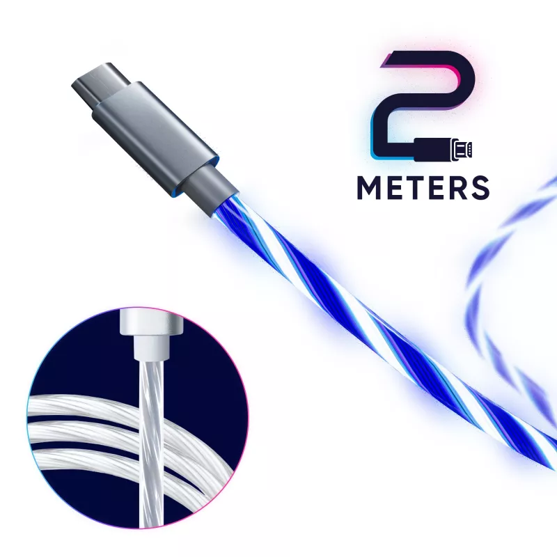 Oniverse Micro USB Charge Cable with LED - 2 meters - White (Multiplatform)