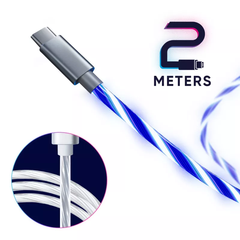 Oniverse USB-C to USB-C fast charging cable - 2 meters - LED (Multiplatform)