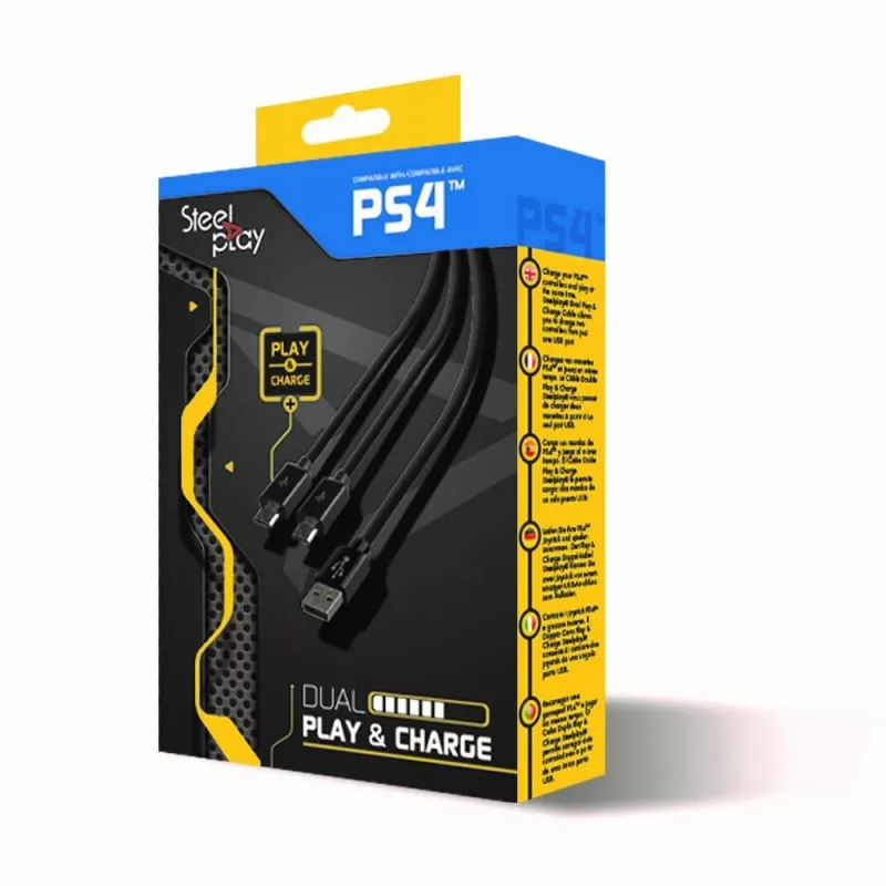 Steelplay Dual Play & Charge Cable For Controllers - Black (PS4)
