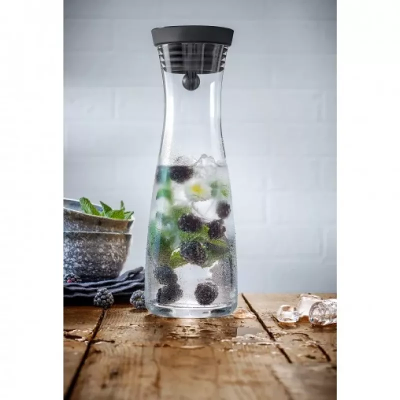 WMF Basic water decanter 1,0 black, Decanter, 1 L, Black, Transparent, Glass, Round, Köhler & Wilms