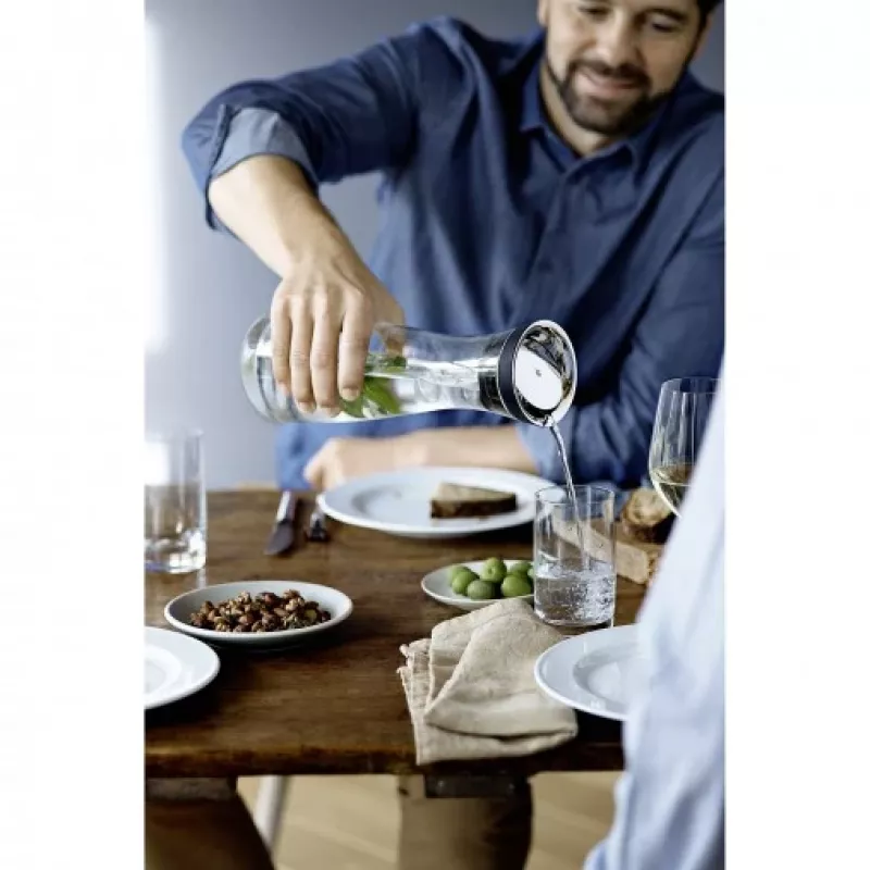 WMF Basic water decanter 1,0 black, Decanter, 1 L, Black, Transparent, Glass, Round, Köhler & Wilms