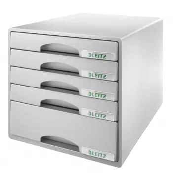 Leitz Drawer cabinet Plus 5-drawer, 5 drawer(s), Plastic, Grey, 287 x 363 x 270 mm