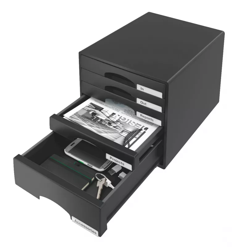 Leitz Drawer cabinet Plus 5-drawer, 5 drawer(s), Plastic, Black, 287 x 363 x 270 mm