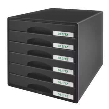Leitz Drawer cabinet Plus 6-drawer, 6 drawer(s), Plastic, Black, 287 x 363 x 270 mm