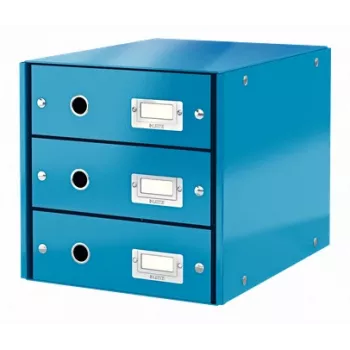 Leitz Click & Store WOW Drawer Cabinet (3 drawers), Blue, Carton, 2.21 kg