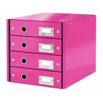 Leitz Click & Store WOW Drawer Cabinet (4 drawers), Pink, Carton, 2.49 kg