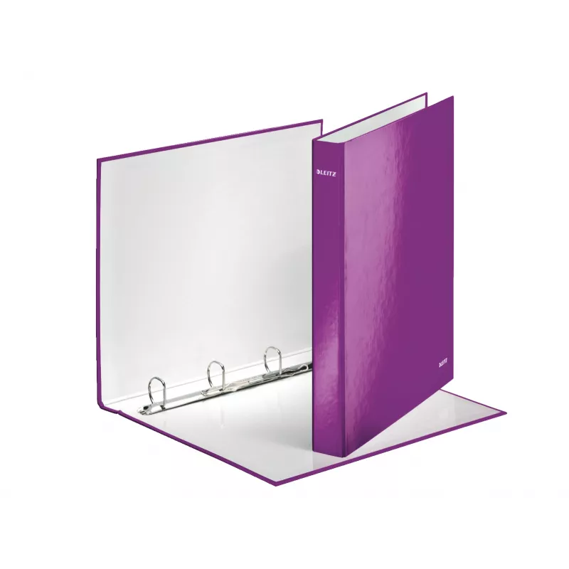 Leitz Ringbinder WOW Laminated A4+ 4DR/25mm, A4, Carton, Metallic, Purple, 230 sheets, 80 g/m², 2.5 cm