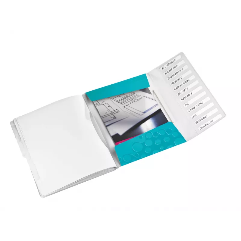 Leitz Divider Book WOW PP 12 tabs, A4, Polypropylene (PP), Blue, Metallic, 200 sheets, 265 mm, 17 mm