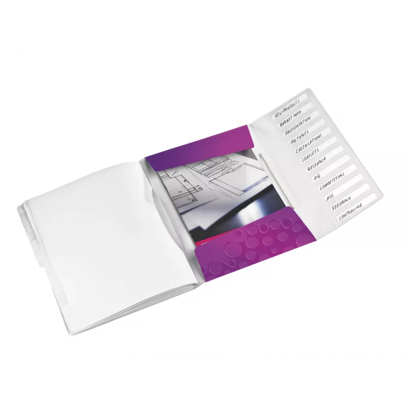Leitz Divider Book WOW PP 12 tabs, A4, Polypropylene (PP), Metallic, Purple, 200 sheets, 265 mm, 17 mm
