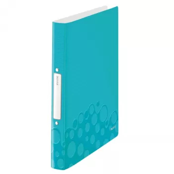 Leitz Ringbinder WOW PP A4 2RR/25mm, A4, Round ring, Polypropylene (PP), Blue, Metallic, White, 190 sheets