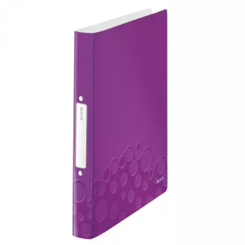 Leitz Ringbinder WOW PP A4 2RR/25mm, A4, Round ring, Polypropylene (PP), Metallic, Violet, White, 190 sheets