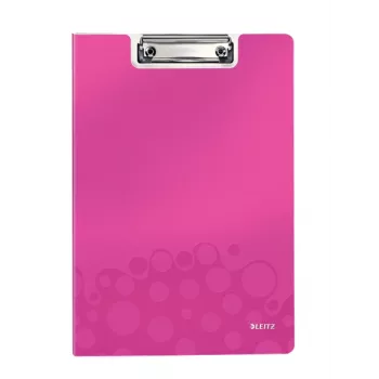 Leitz Clipboard with cover WOW, A4, Polyfoam, Pink, 75 sheets, 1 pockets, 230 mm