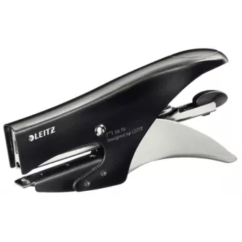 Leitz Plier Style 15 sheets Back loader, 15 sheets, Black, Stainless steel, Metal, 80 g/m², 4.95 cm, Rear