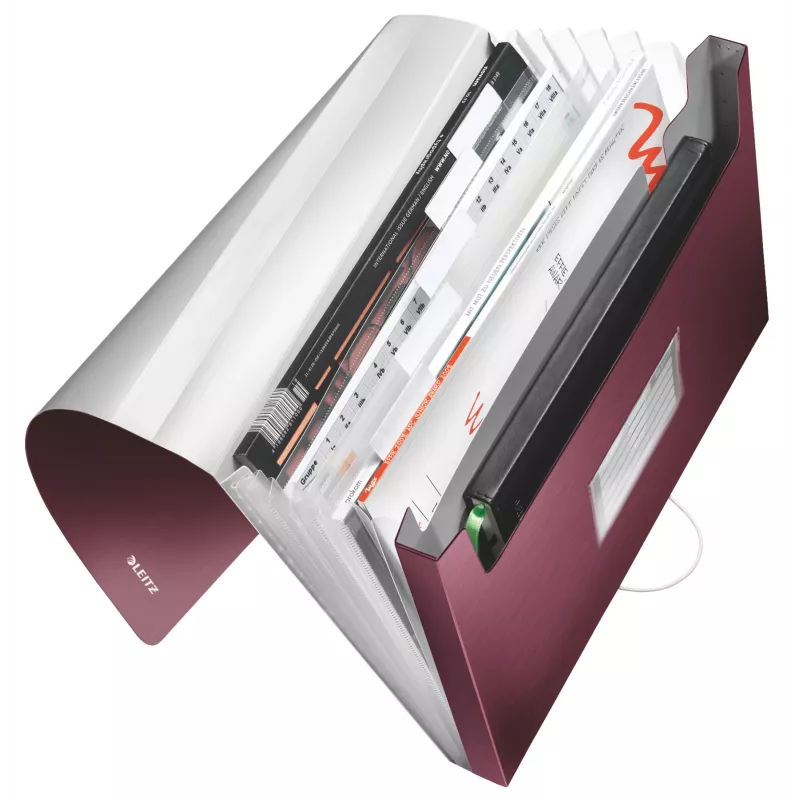 Leitz Expanding Concertina File Style PP, A4, Polypropylene (PP), Red, 250 sheets, 80 g/m², 6 pockets