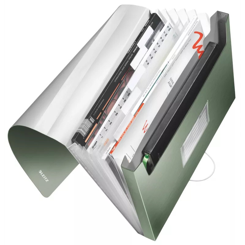 Leitz Expanding Concertina File Style PP, A4, Polypropylene (PP), Green, 250 sheets, 80 g/m², 6 pockets