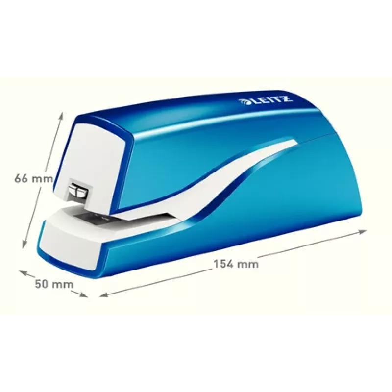 Leitz NeXXt Stapler Battery-powered WOW 5566, 10 sheets, 1 cm, Plastic, Blue, White, Battery, 50 mm