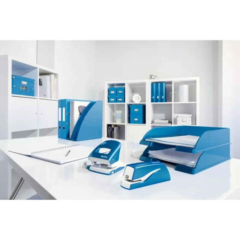 Leitz NeXXt Stapler Battery-powered WOW 5566, 10 sheets, 1 cm, Plastic, Blue, White, Battery, 50 mm