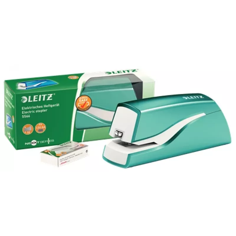 Leitz NeXXt Stapler Battery-powered WOW 5566, 10 sheets, 1 cm, Plastic, Blue, White, Battery, 50 mm